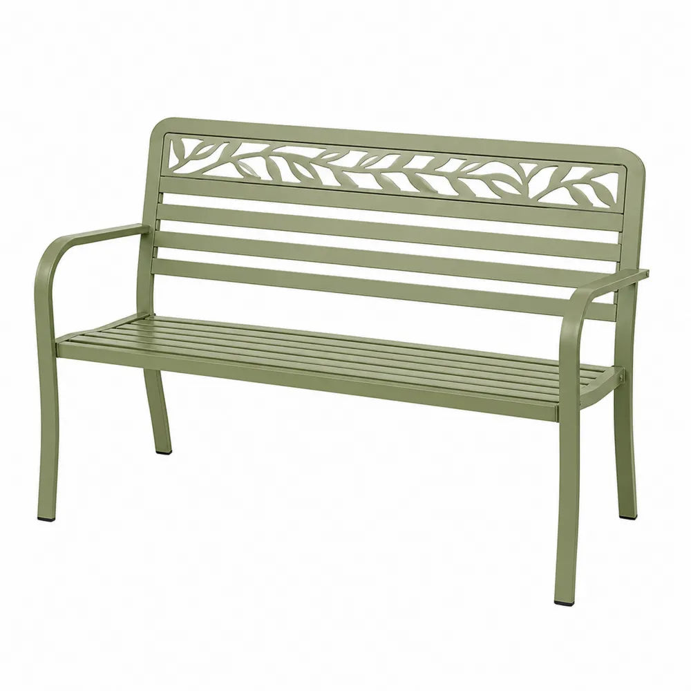 Banco de acero exterior verde 120 cm