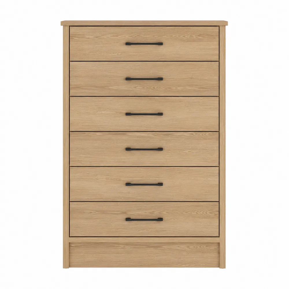 Cajonera de Madera de Roble Claro con 6 Cajones