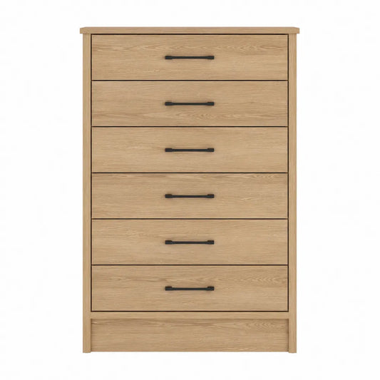 Cajonera de Madera de Roble Claro con 6 Cajones