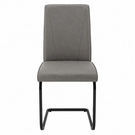 Silla de comedor de metal y poliéster gris 90x45x60 cm